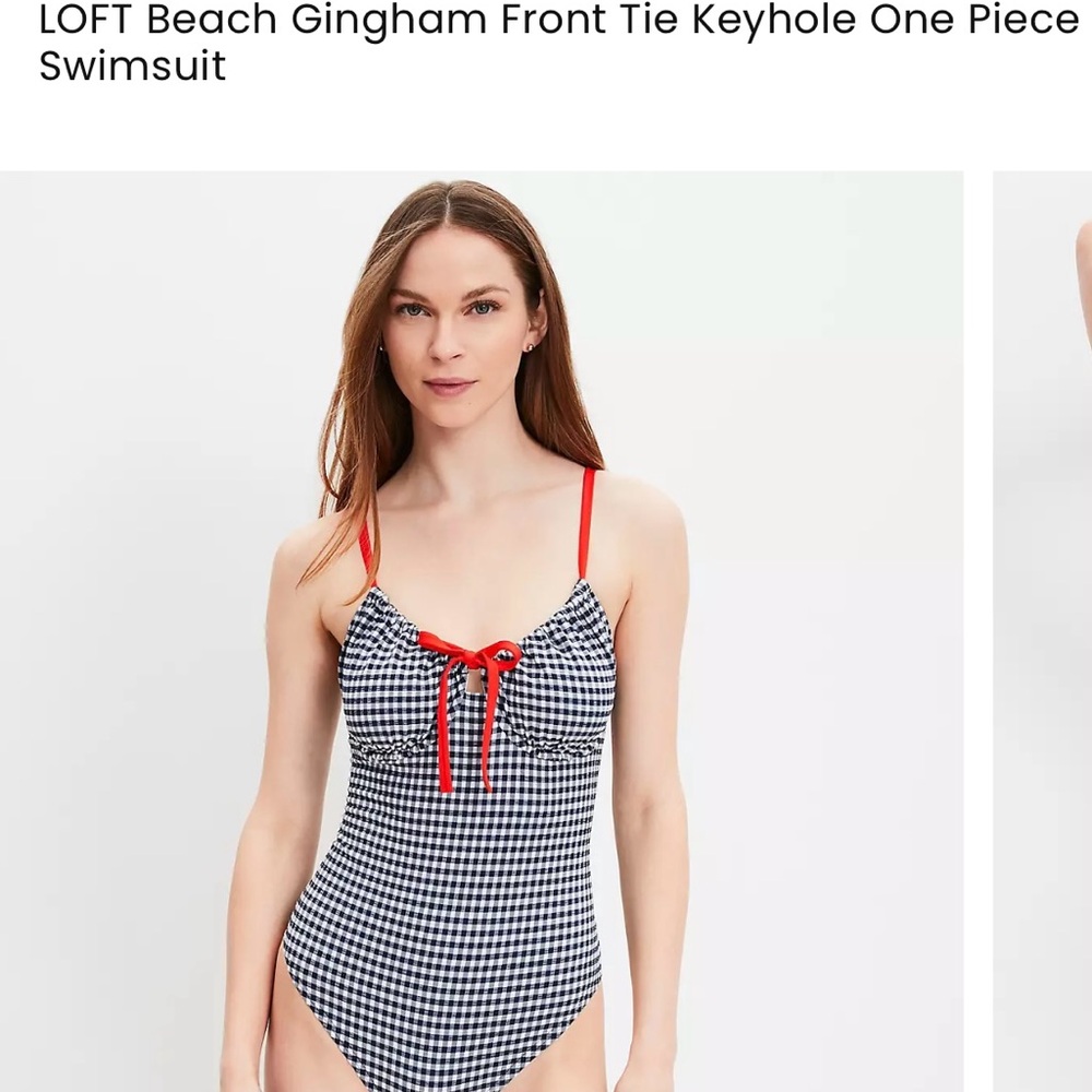 LOFT White and Blue One Piece Swimsuit with Classic Design